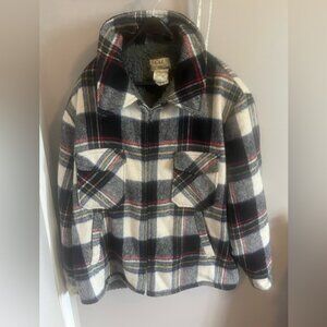 Vintage wool plaid wool jacket with Sherpa lining pockets XXL body fit